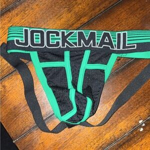 JOCKMAIL Men's Black and Green Jockstrap